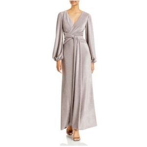 AQUA formal twist front shimmer gown